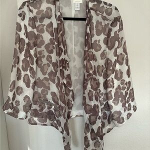 Chico's Sheer Leopard-Style Kimono - Taupe & White